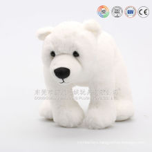 OEM/ Custom design super soft Velboa material stuffed white polar bear with scarf